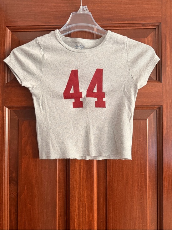 Brandy Melville Tops - Brandy Melville Cropped Gray and Red 44’ Shirt